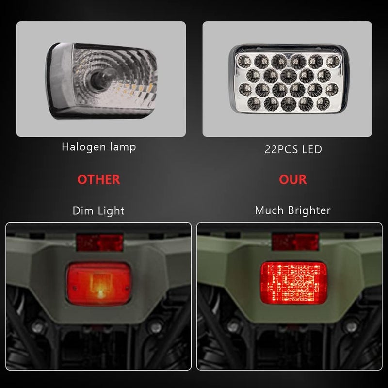 KICRY ATV LED Tail Light Aftermarket Taillight 5KM-8472C-10-00 Compatible with Yamaha Rhino Kodiak Grizzly Big Bear Bruin Wolverine Viking (Red Lens) - Image 3